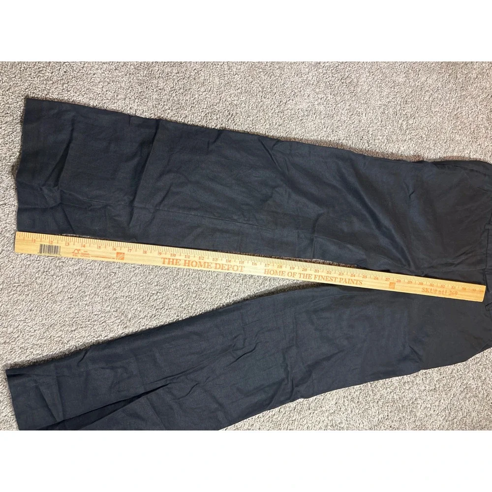 H&M Black Linen Blend Straight Leg Trousers Pants Womens Size 6